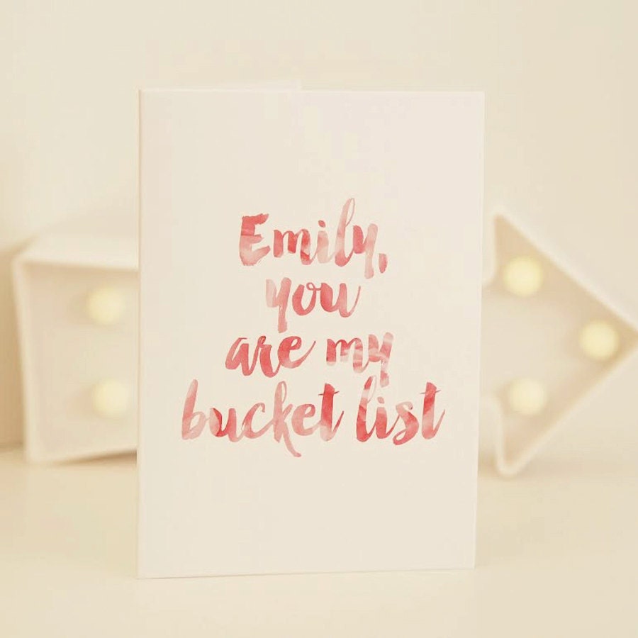 Bucket List Card - Romantic Card - Valentines Card - Anniversary Card - Couples Card - Personalised Card - Personalized Card