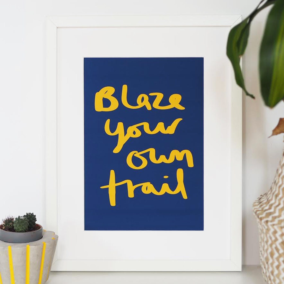 Blaze Your Own Trail Hand Lettered Kids Print - Typography Art Print - Kids Bedroom Decor