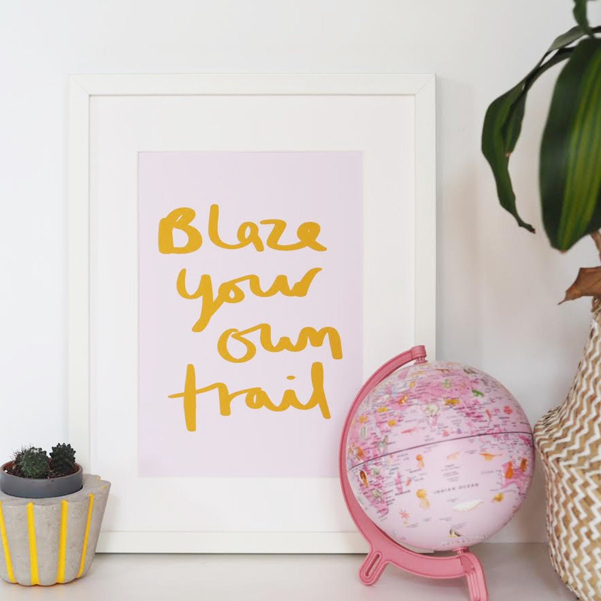Blaze Your Own Trail Hand Lettered Kids Print - Typography Art Print - Kids Bedroom Decor