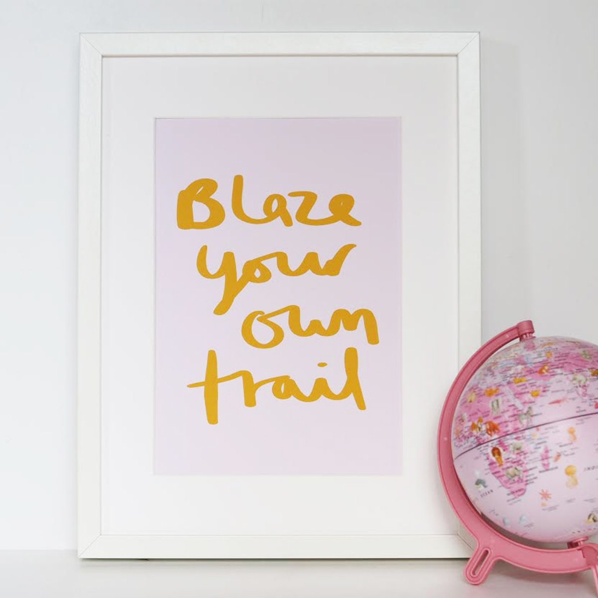 Blaze Your Own Trail Hand Lettered Kids Print - Typography Art Print - Kids Bedroom Decor