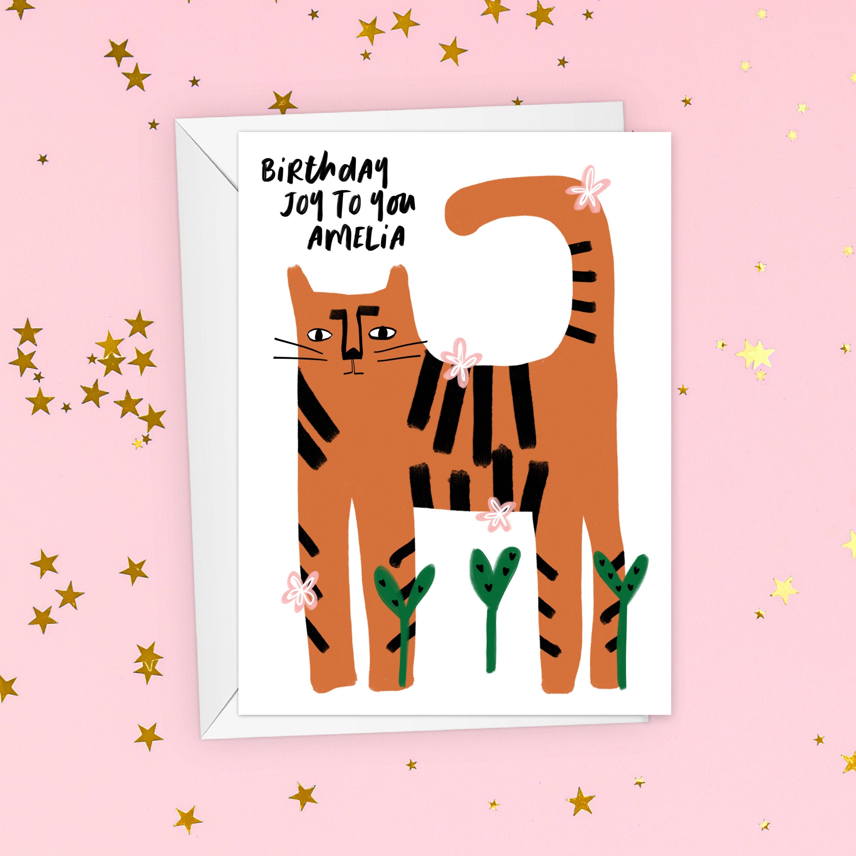 Birthday Joy Tiger Personalised Birthday Card