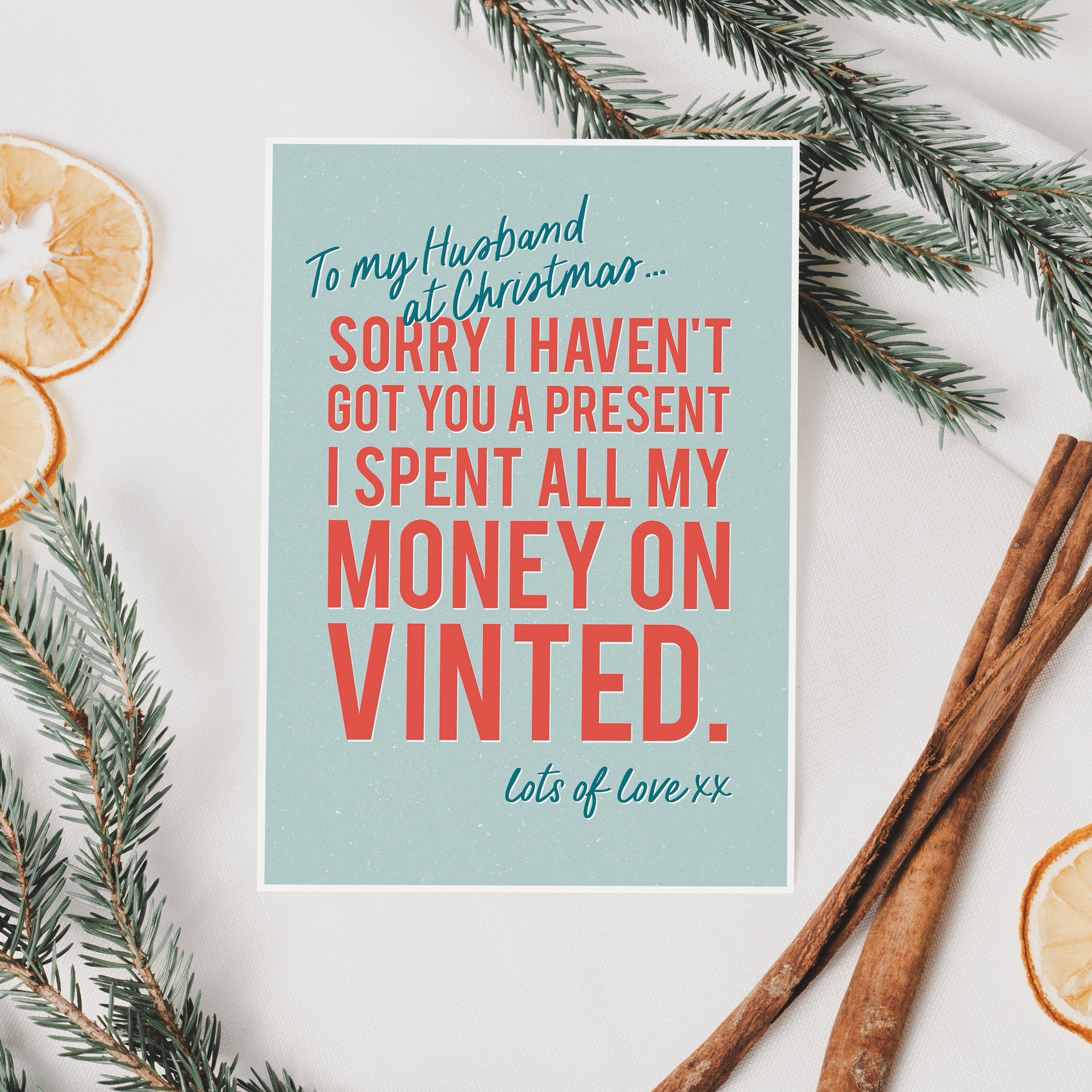 Funny Vinted Christmas Card For Husband