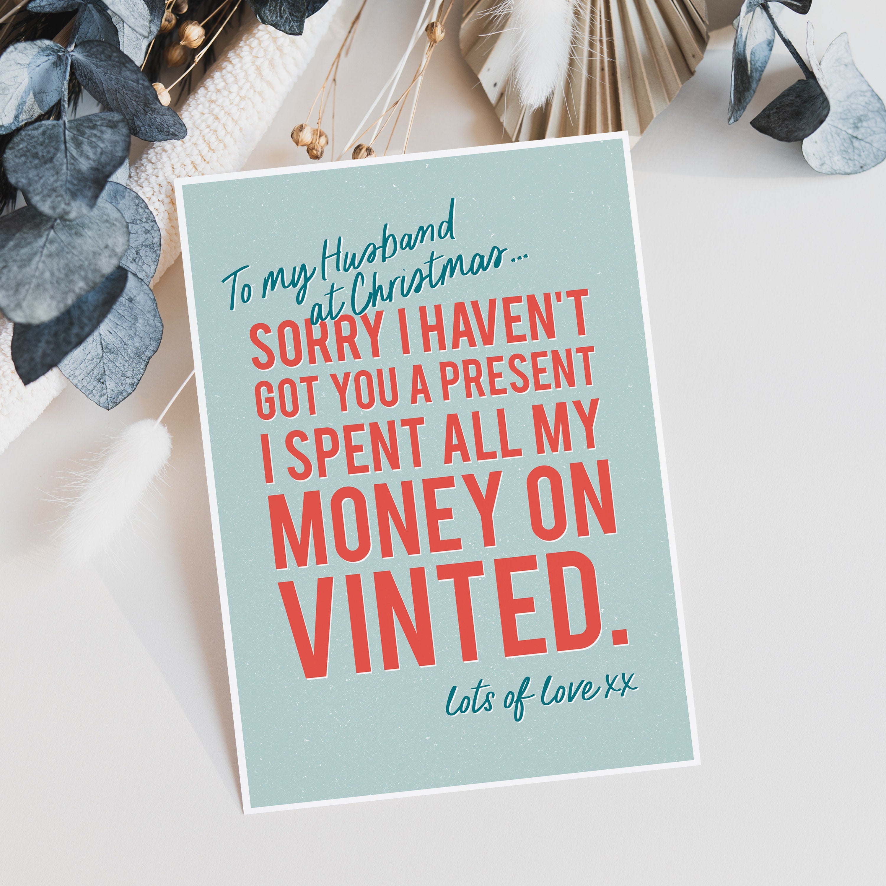 Funny Vinted Christmas Card For Husband