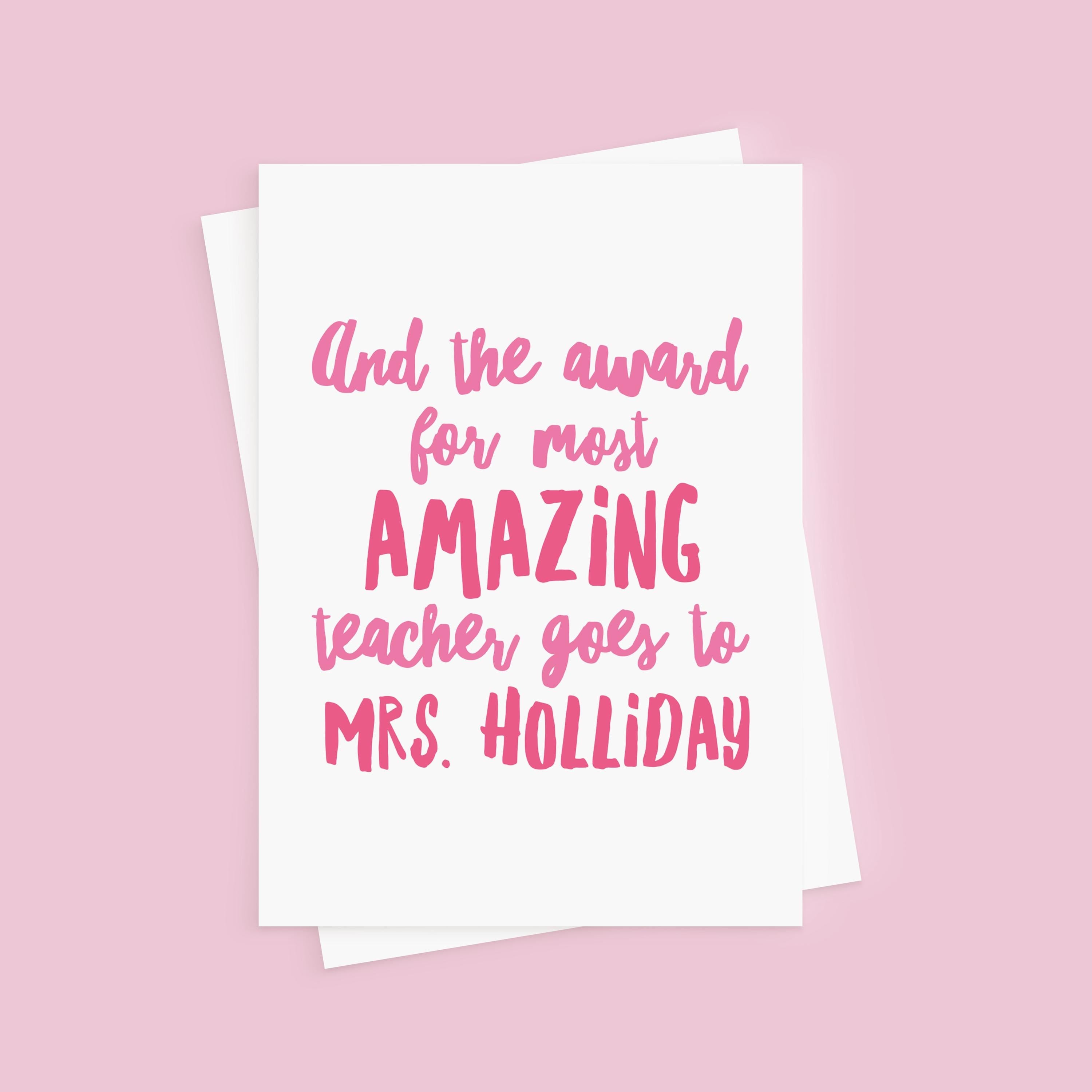Amazing Teacher Card - Thank You Teacher Card - Thank You Card - Teacher Card - End of School Card - End of Term Card - Personalised Card