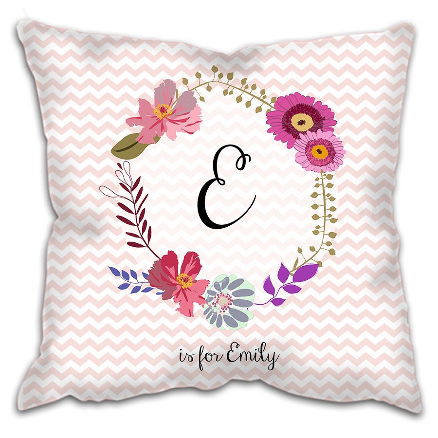 Floral Monogram Cushion - New Baby Gift - New Baby Cushion - Personalised Cushion - Nursery Cushion - Gift for New Parents