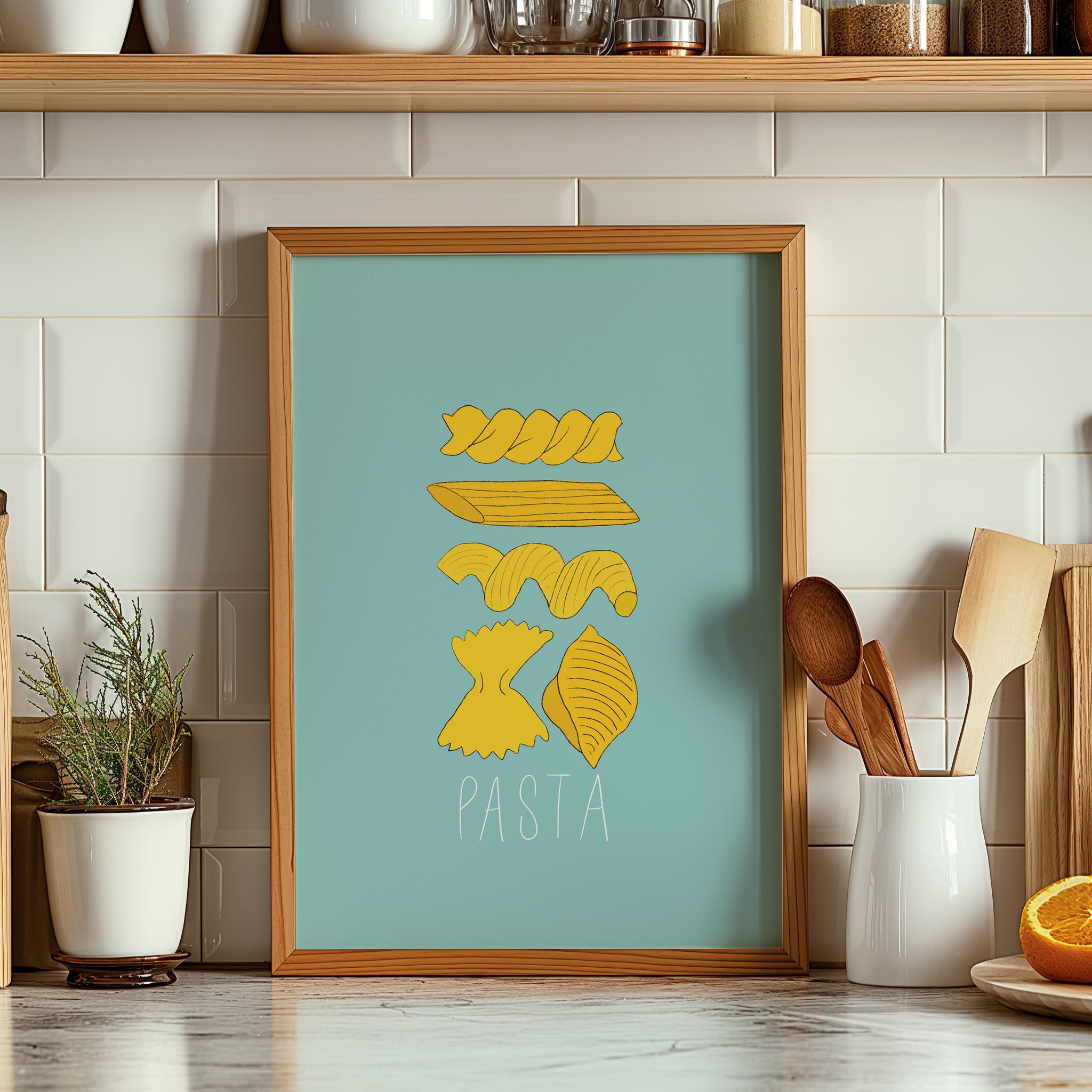Simple Pasta Art Print For Kitchen