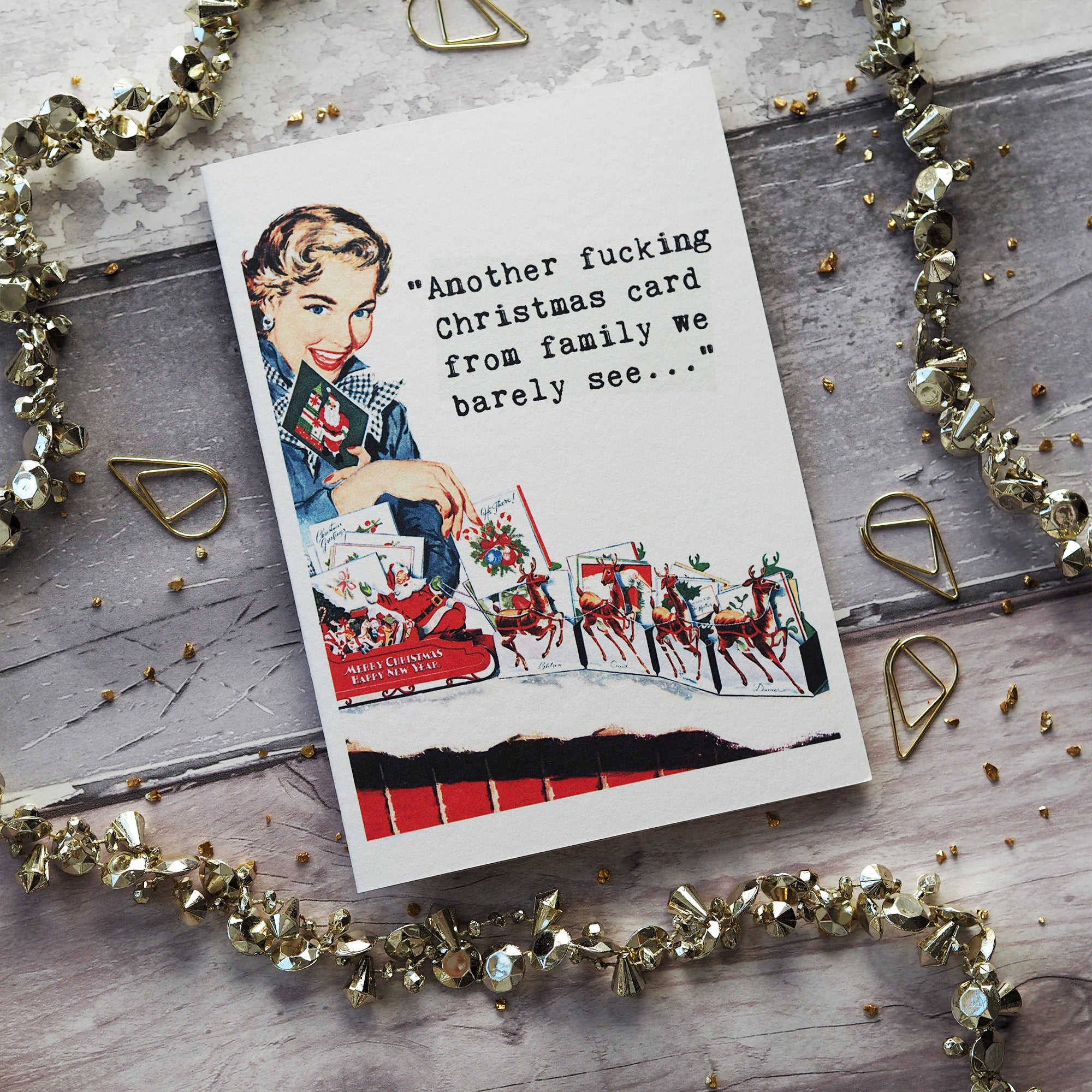 Funny Retro Family Christmas Card