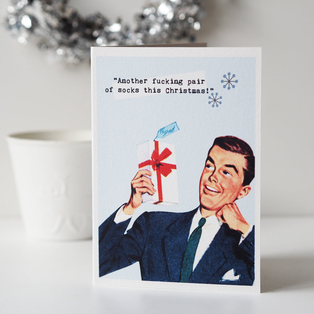 Funny Retro Christmas Card For Dad