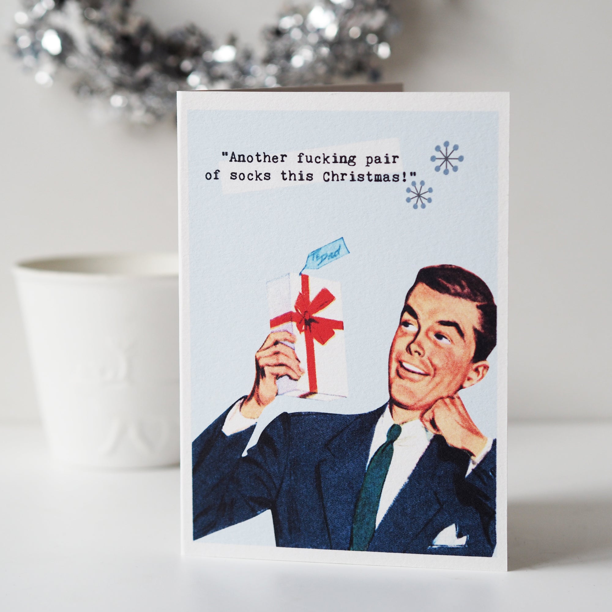 Funny Retro Christmas Card For Dad