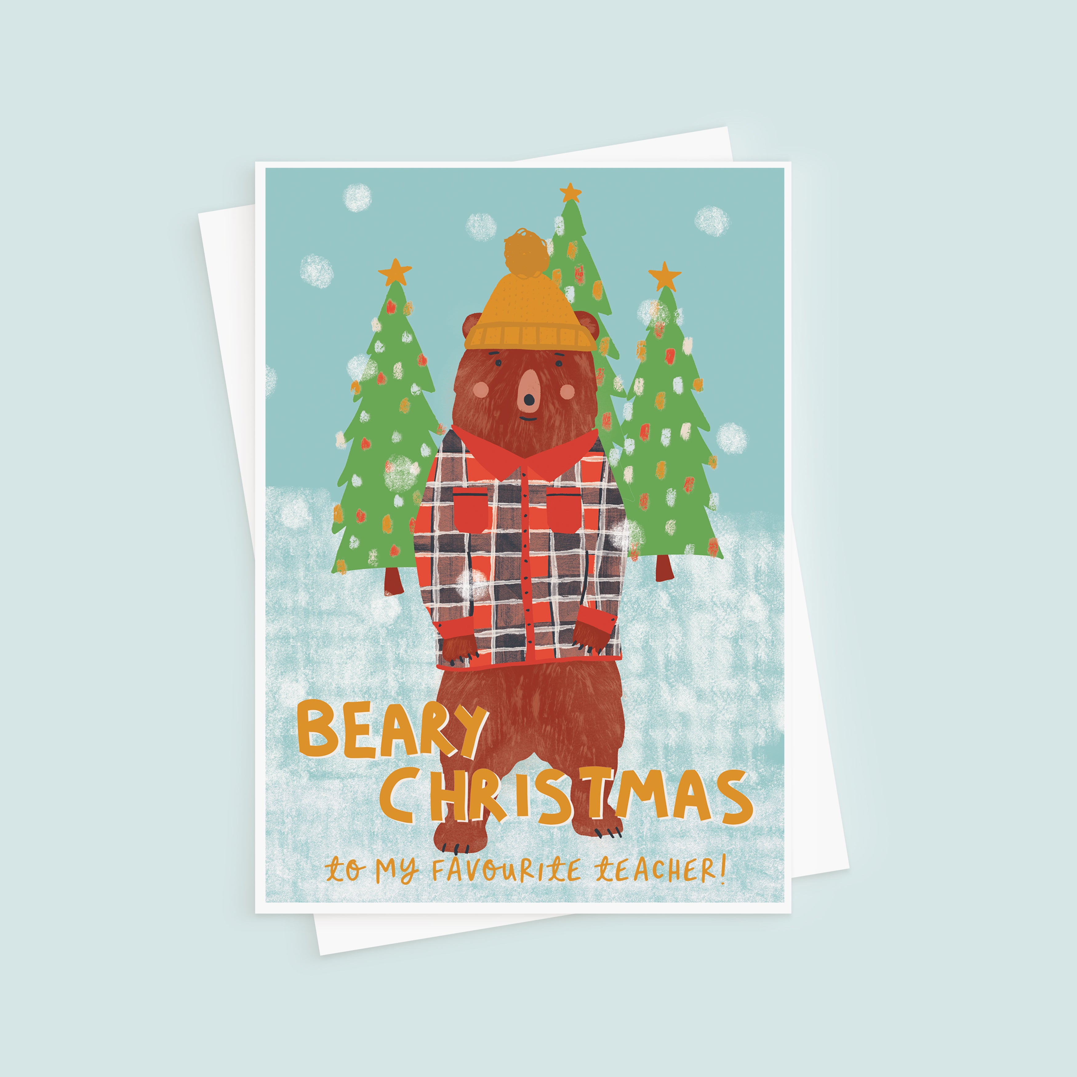 Favourite Teacher Christmas Bear Card