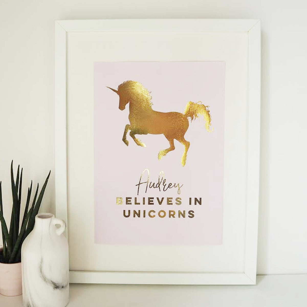Personalised Believe in Unicorns You Gold Foil Print