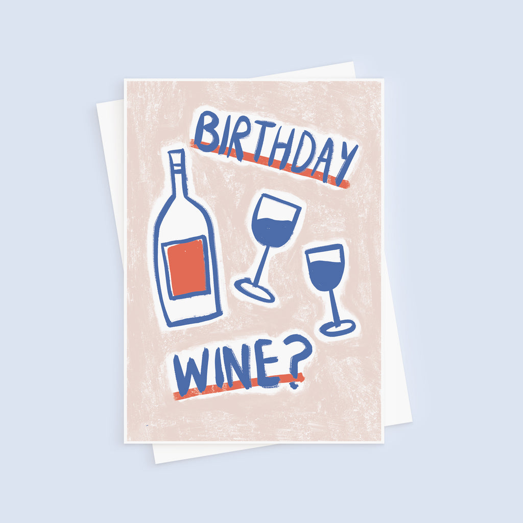 Illustrated Birthday Wine Card
