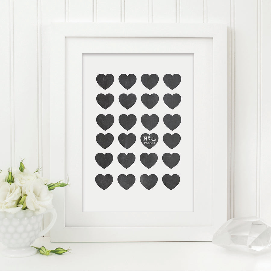 Chalkboard Love Heart Personalised Print