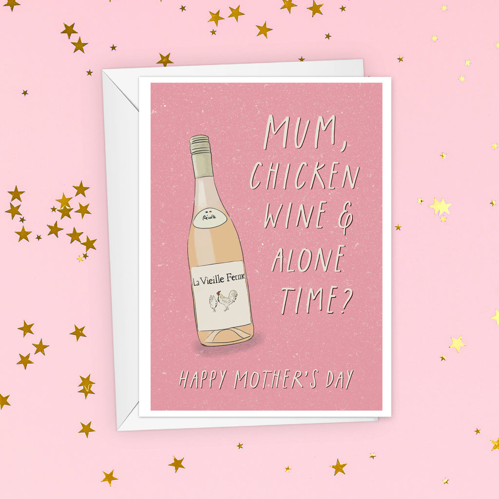 Chicken Wine Mother's Day Card - Funny Card For Mum