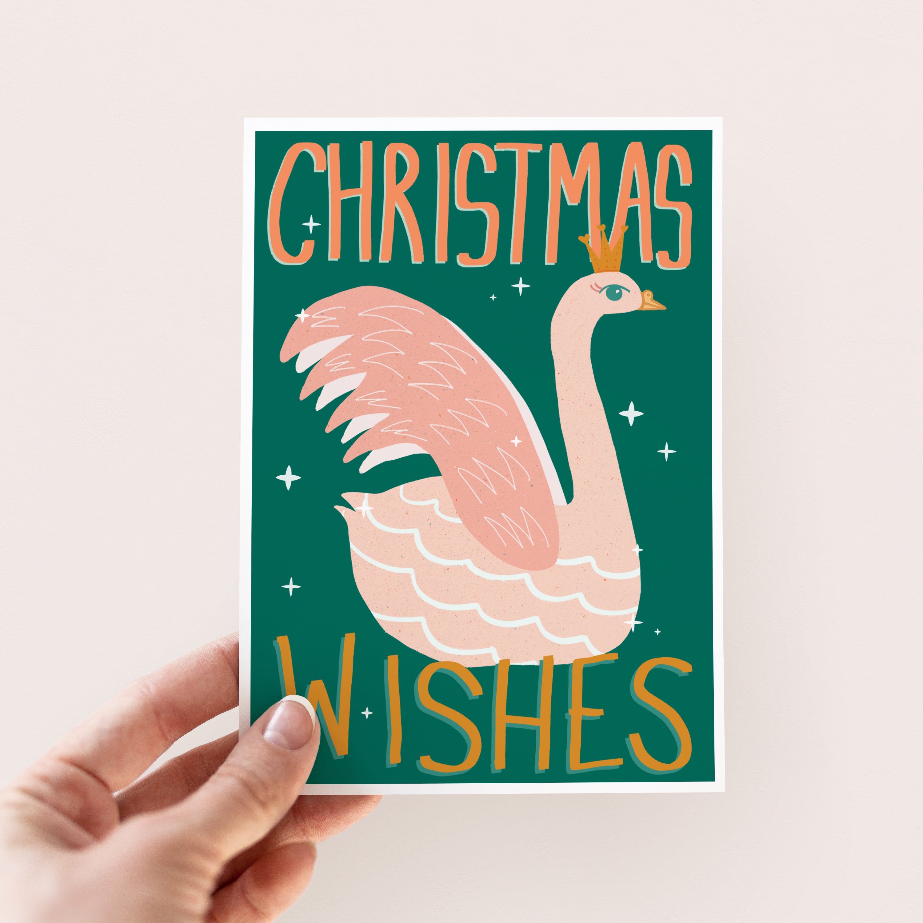 Christmas Wishes Swan Christmas Card