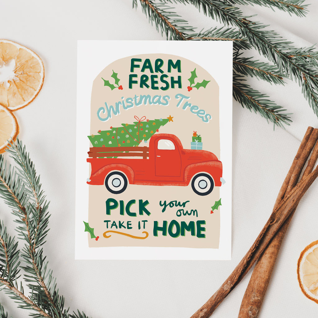 Retro Christmas Tree Christmas Card