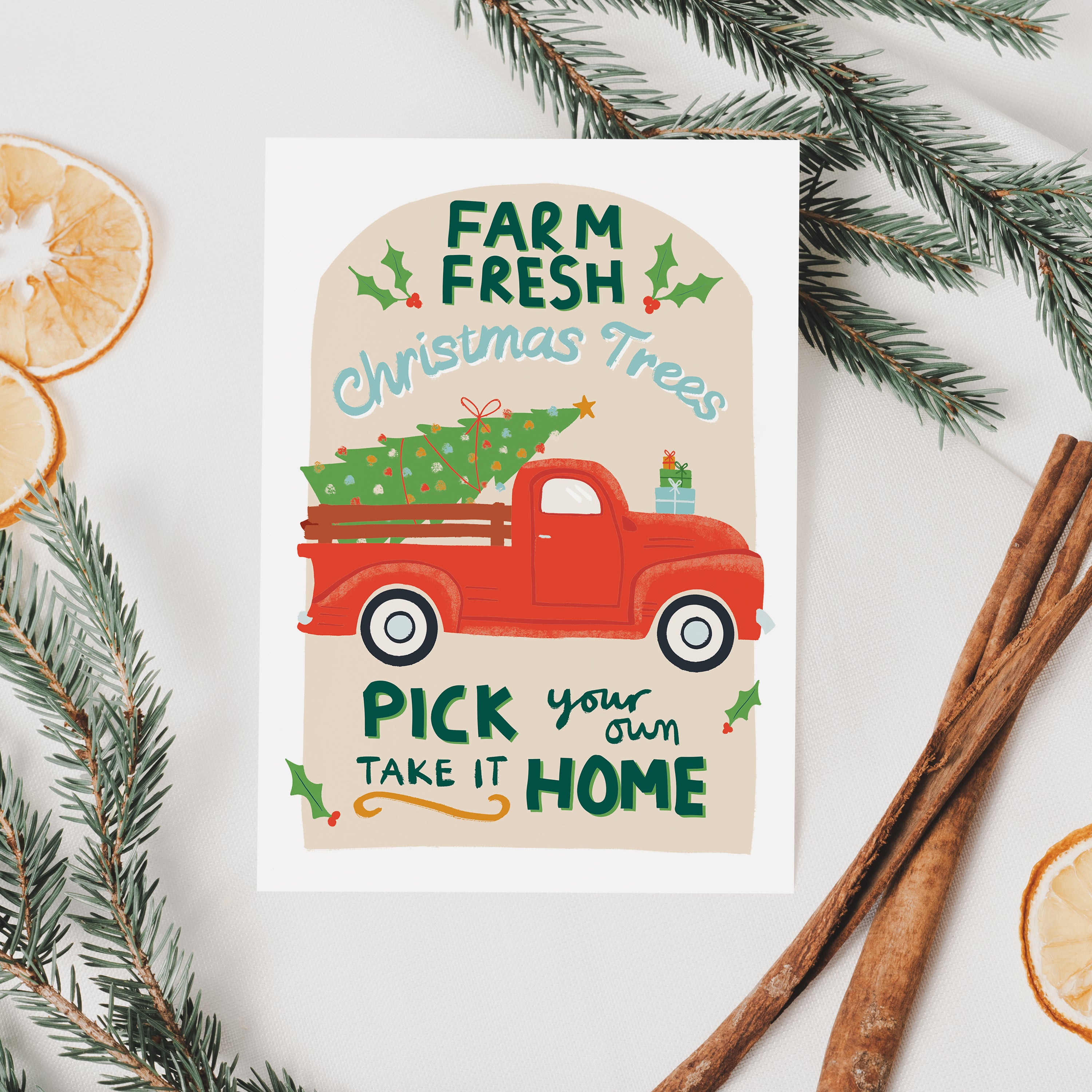 Retro Christmas Tree Christmas Card