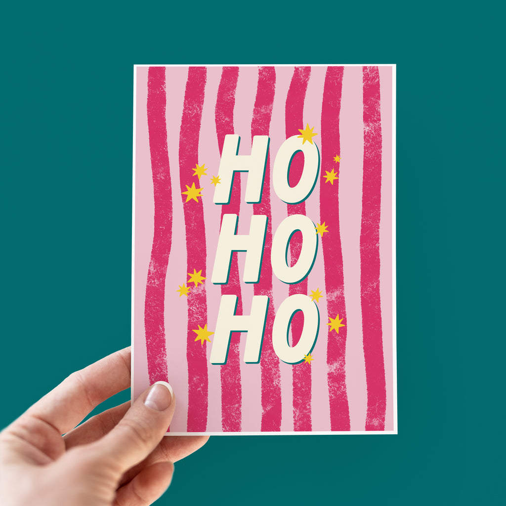 Ho Ho Ho Stripey Christmas Card