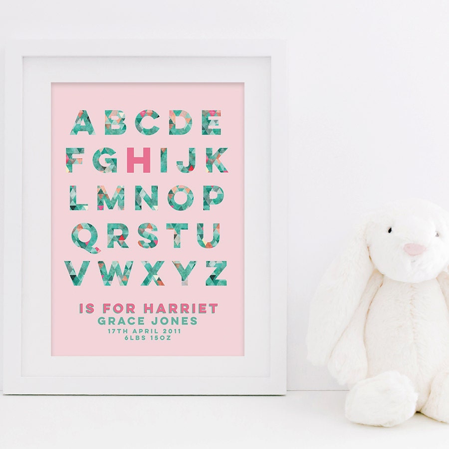 New Baby Print - Personalised Nursery Print - Baby Girl Print - Baby Boy Print - Birth Details Print - New Baby Gift