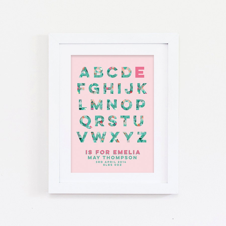 New Baby Print - Personalised Nursery Print - Baby Girl Print - Baby Boy Print - Birth Details Print - New Baby Gift