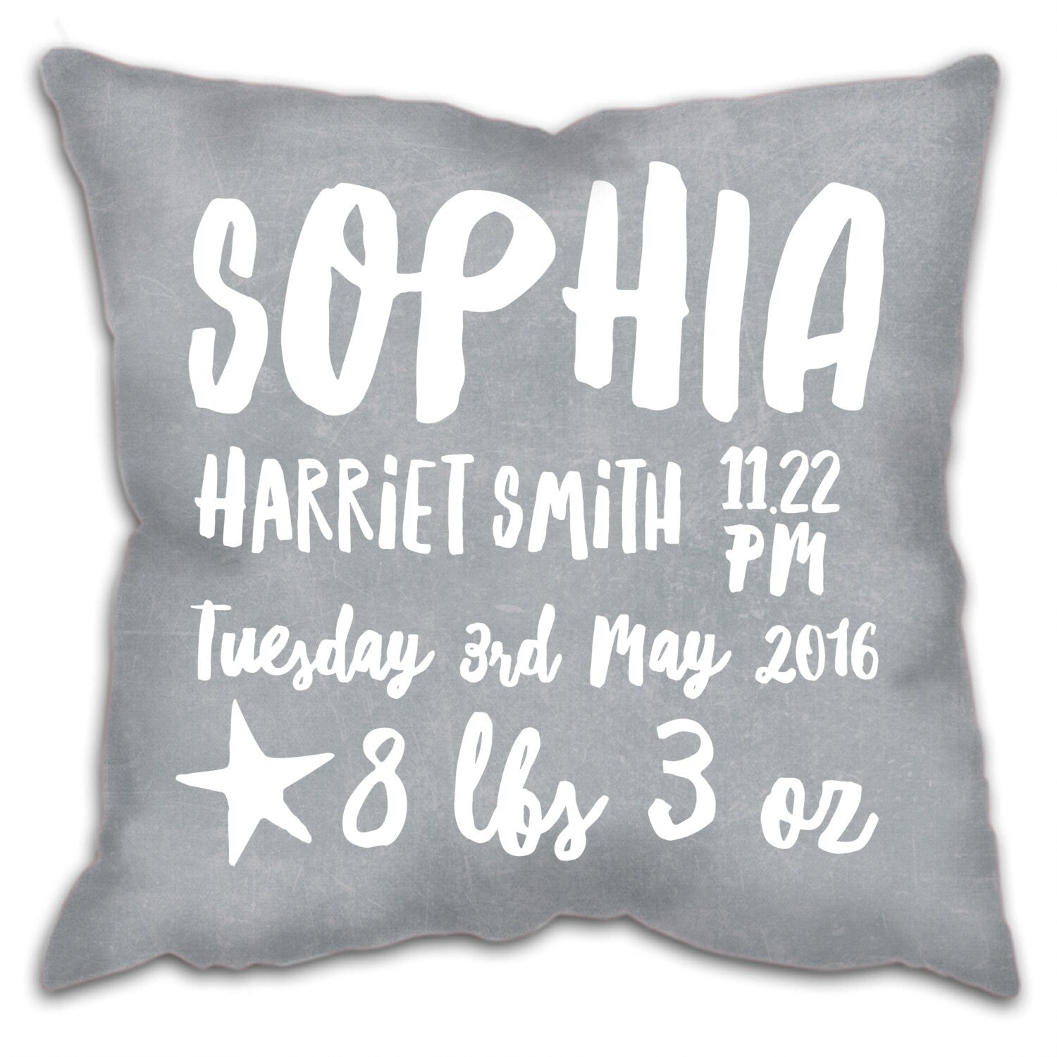 New Baby Details Cushion - Personalised Cushion - New Baby Gift - Baby Boy Gift - Baby Girl Gift - Gift for New Parents - Nursery Cushion