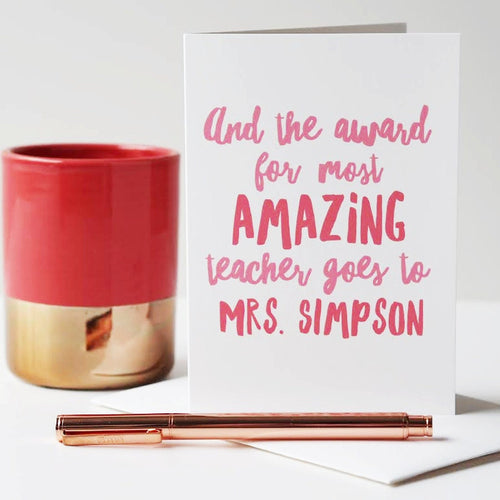 Amazing Teacher Card - Thank You Teacher Card - Thank You Card - Teacher Card - End of School Card - End of Term Card - Personalised Card