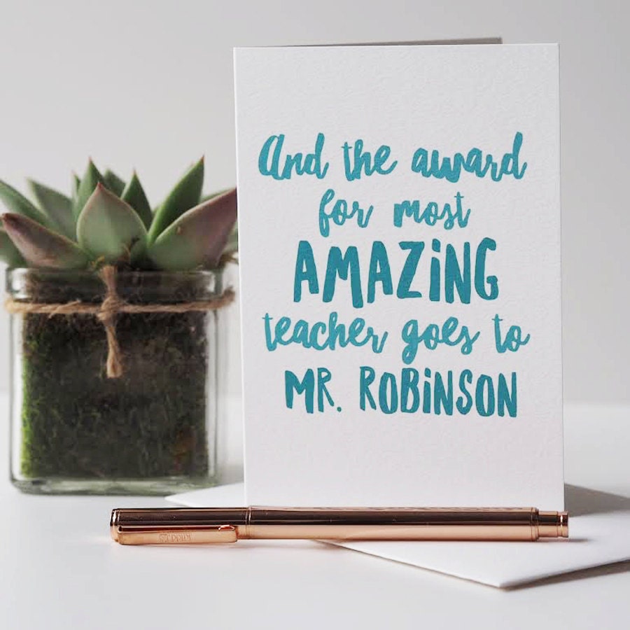 Amazing Teacher Card - Thank You Teacher Card - Thank You Card - Teacher Card - End of School Card - End of Term Card - Personalised Card