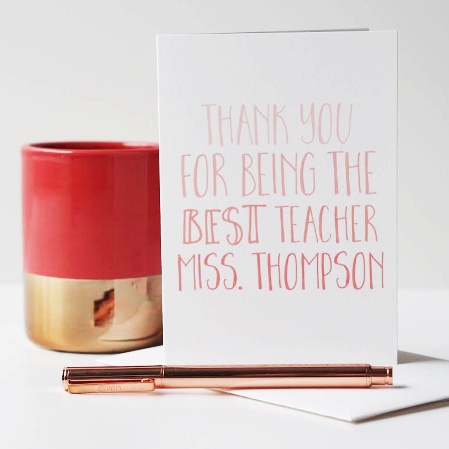 Thank You Teacher Card - Best Teacher Card - Teacher Card - Thank You Card - End of School Card - End of Term Card - Personalised Card