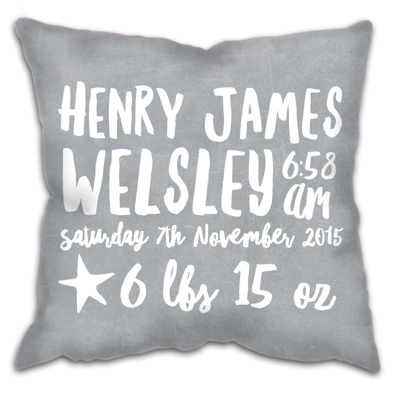 New Baby Details Cushion - Personalised Cushion - New Baby Gift - Baby Boy Gift - Baby Girl Gift - Gift for New Parents - Nursery Cushion
