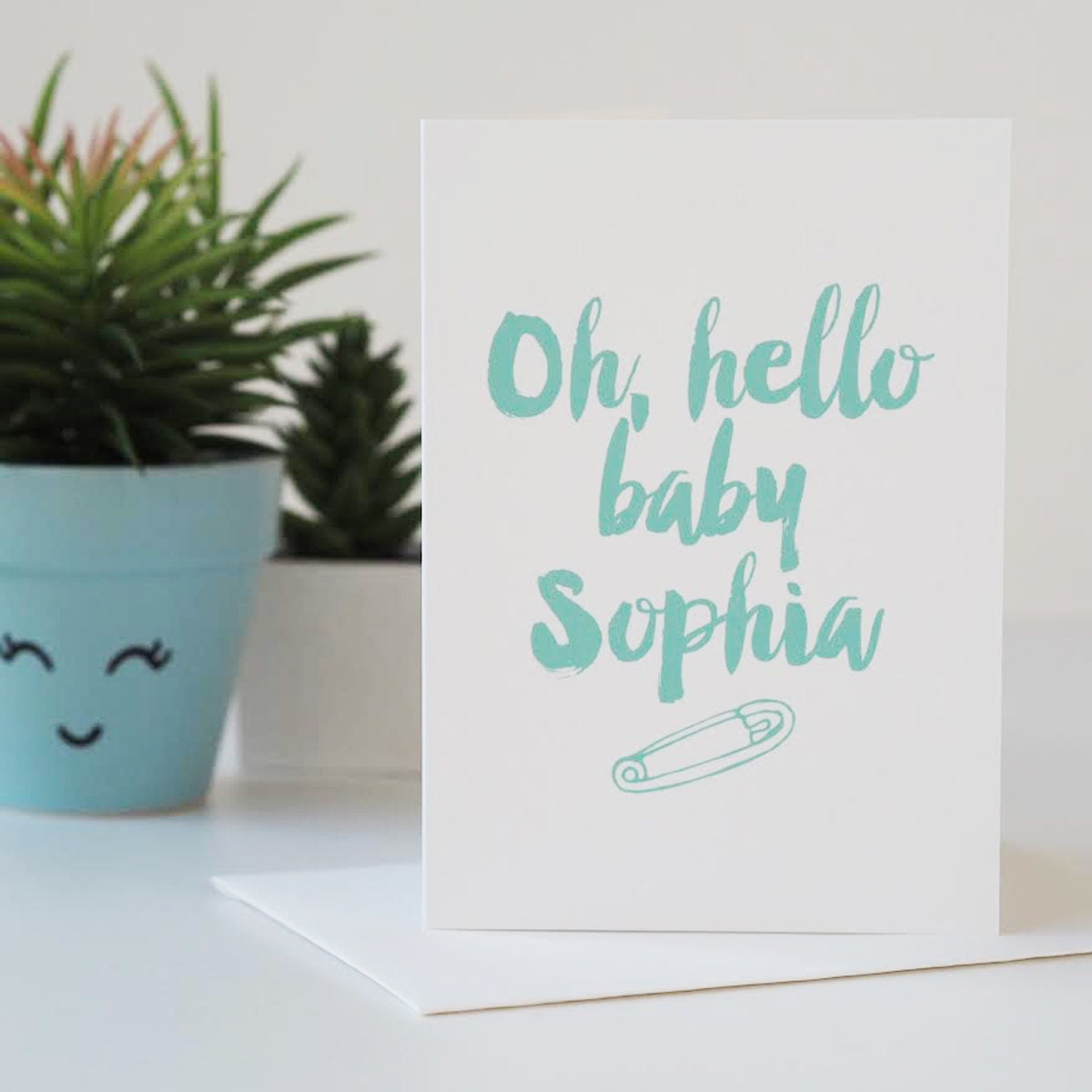 Oh Hello Baby Card - New Baby Card - Baby Girl Card - Baby Boy Card - Personalised Baby Card - Personalized New Baby Card
