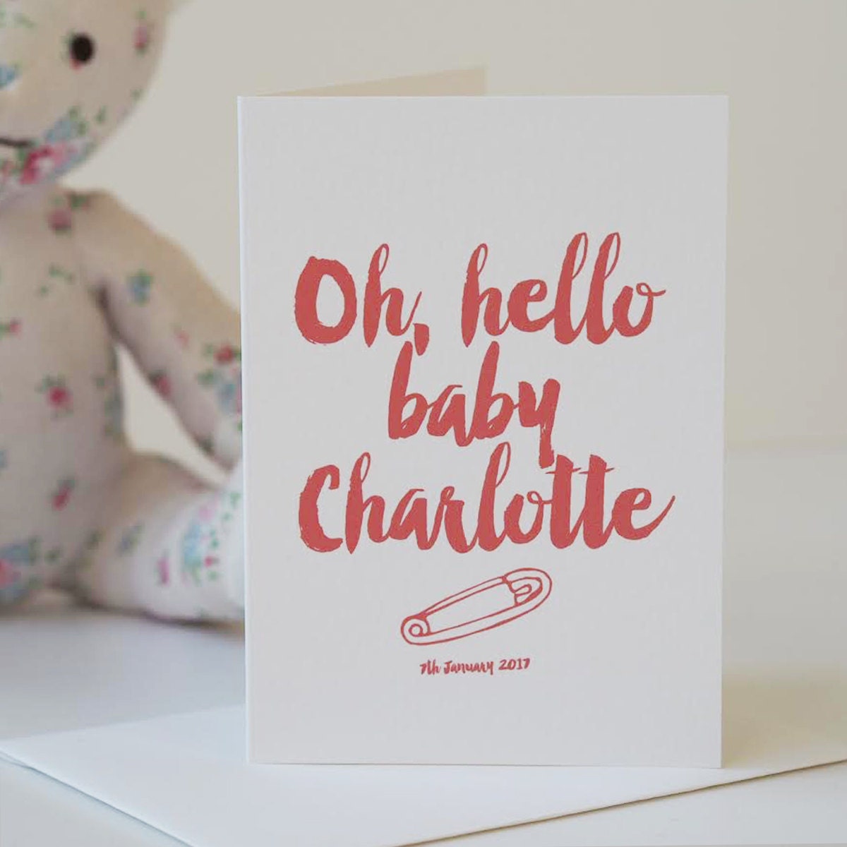 Oh Hello Baby Card - New Baby Card - Baby Girl Card - Baby Boy Card - Personalised Baby Card - Personalized New Baby Card