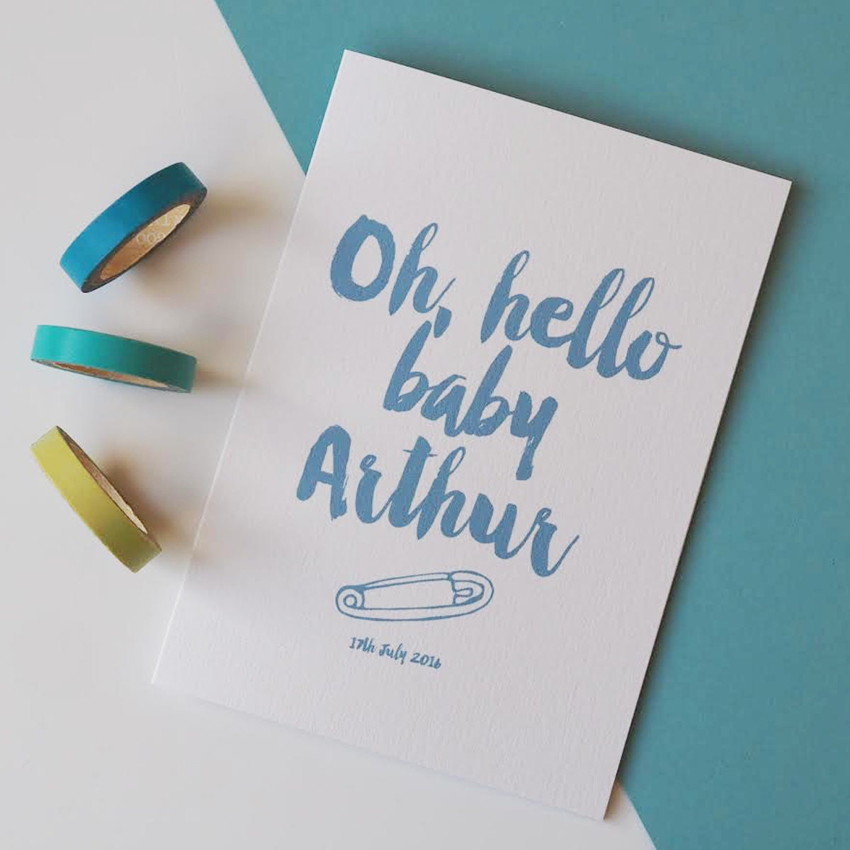 Oh Hello Baby Card - New Baby Card - Baby Girl Card - Baby Boy Card - Personalised Baby Card - Personalized New Baby Card