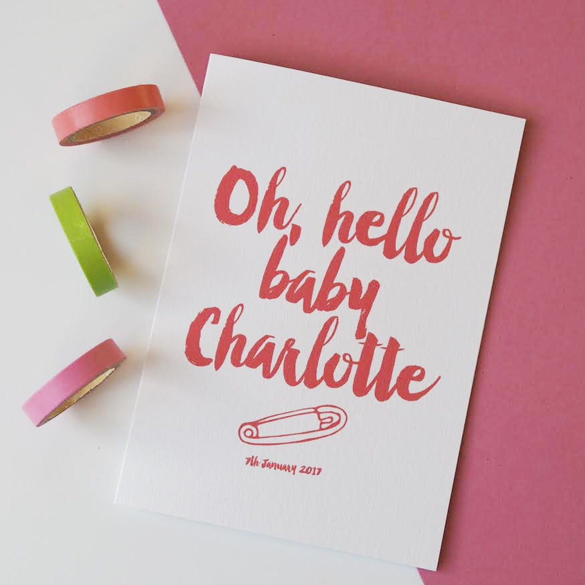 Oh Hello Baby Card - New Baby Card - Baby Girl Card - Baby Boy Card - Personalised Baby Card - Personalized New Baby Card