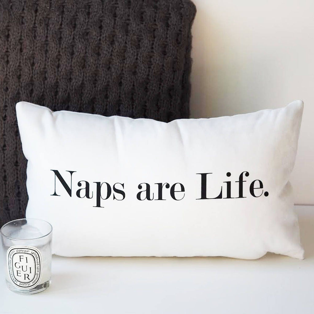 Naps Are Life Cushion - Funny Quote Cushion - Quote Cushion - Naps Cushion - Naps Are Life - Oblong Cushion - Nursery Cushion