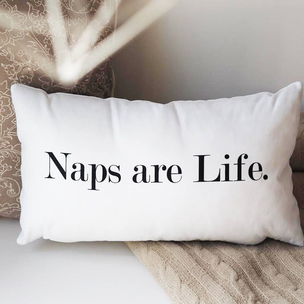 Naps Are Life Cushion - Funny Quote Cushion - Quote Cushion - Naps Cushion - Naps Are Life - Oblong Cushion - Nursery Cushion