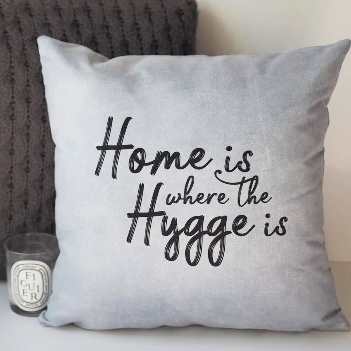 Home is Where the Hygge is Cushion - Hygge Cushion - Hygge - Typography Quote Cushion - Quote Cushion - Interiors