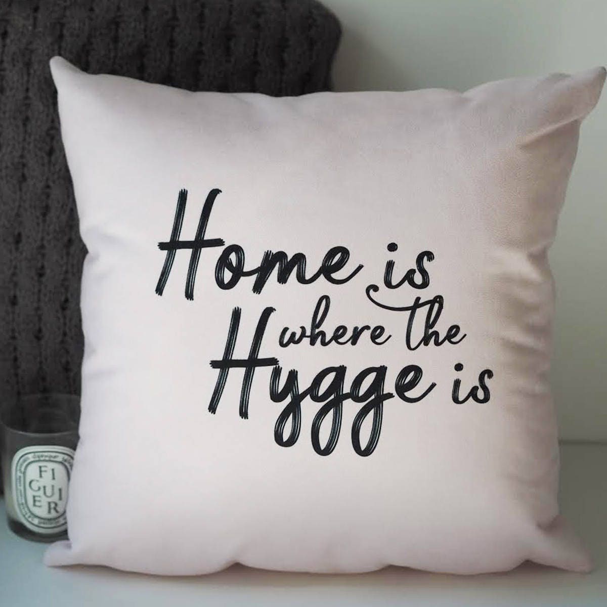 Home is Where the Hygge is Cushion - Hygge Cushion - Hygge - Typography Quote Cushion - Quote Cushion - Interiors