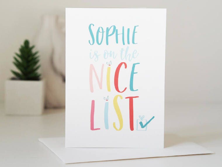 Personalised Nice List Children's Christmas Card - Children's Christmas Card - Personalised Christmas Card - Nice List Christmas Card