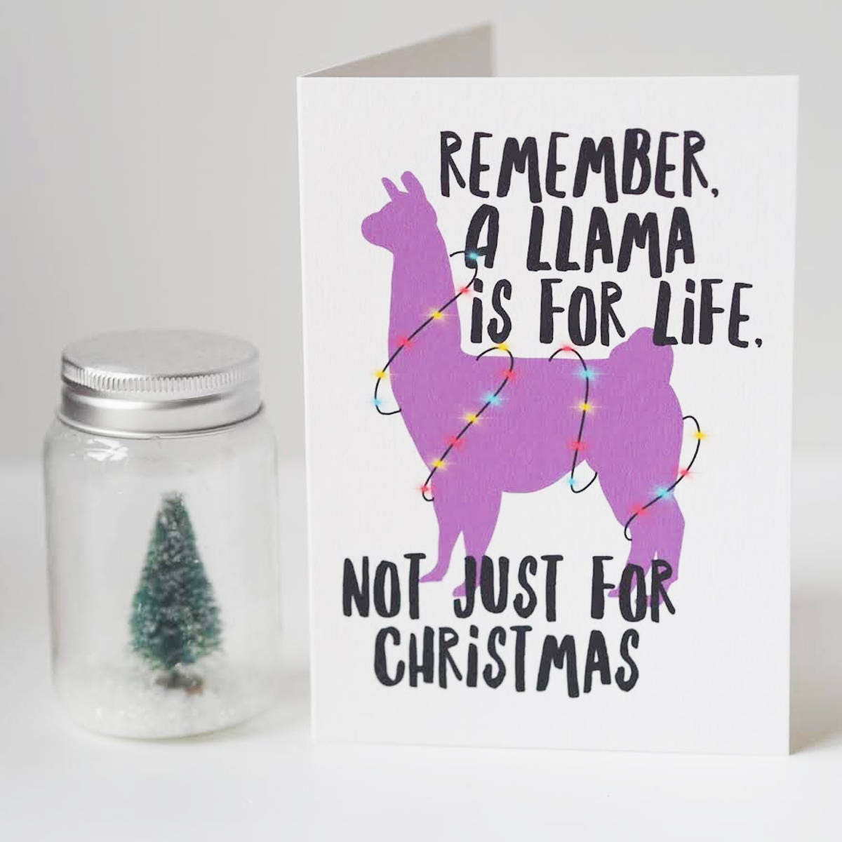 A Llama is for Life Funny Christmas Card - Llama Christmas Card - Funny Christmas Card - Llama Card - Llama - Christmas Card