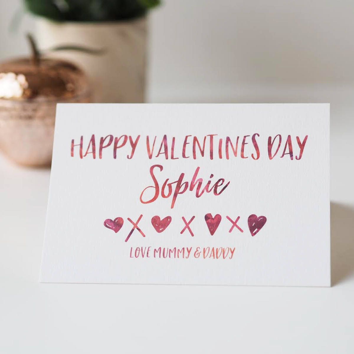 Personalised Children's Valentines Day Card - Valentines Card for Kids - Happy Valentines love Mummy and Daddy - Valentines Card