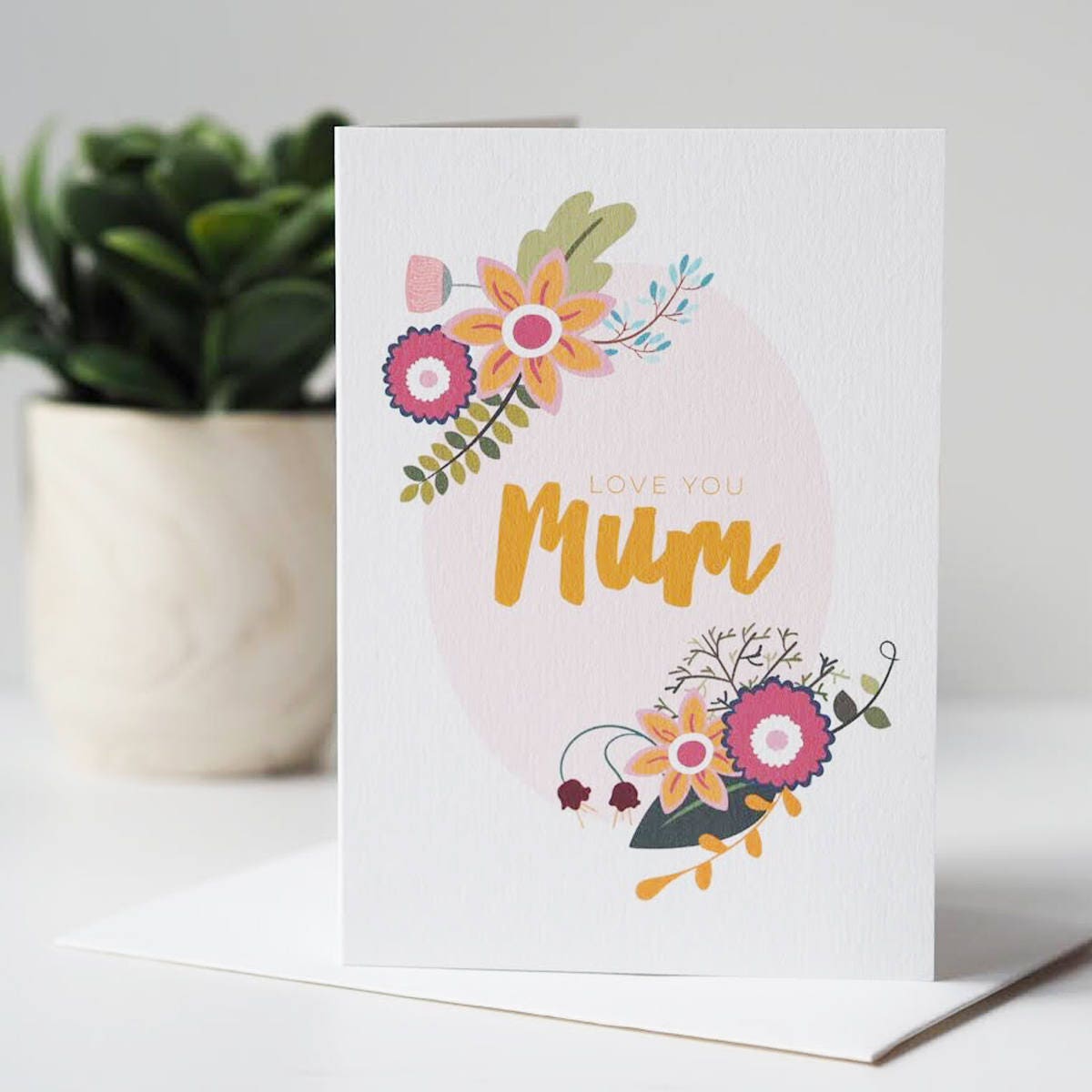 Love You Mum Floral Mother's Day Card - Floral Mother's Day Card - Love You Mum Card - Card For Mum - Mother's Day Card - Flowers