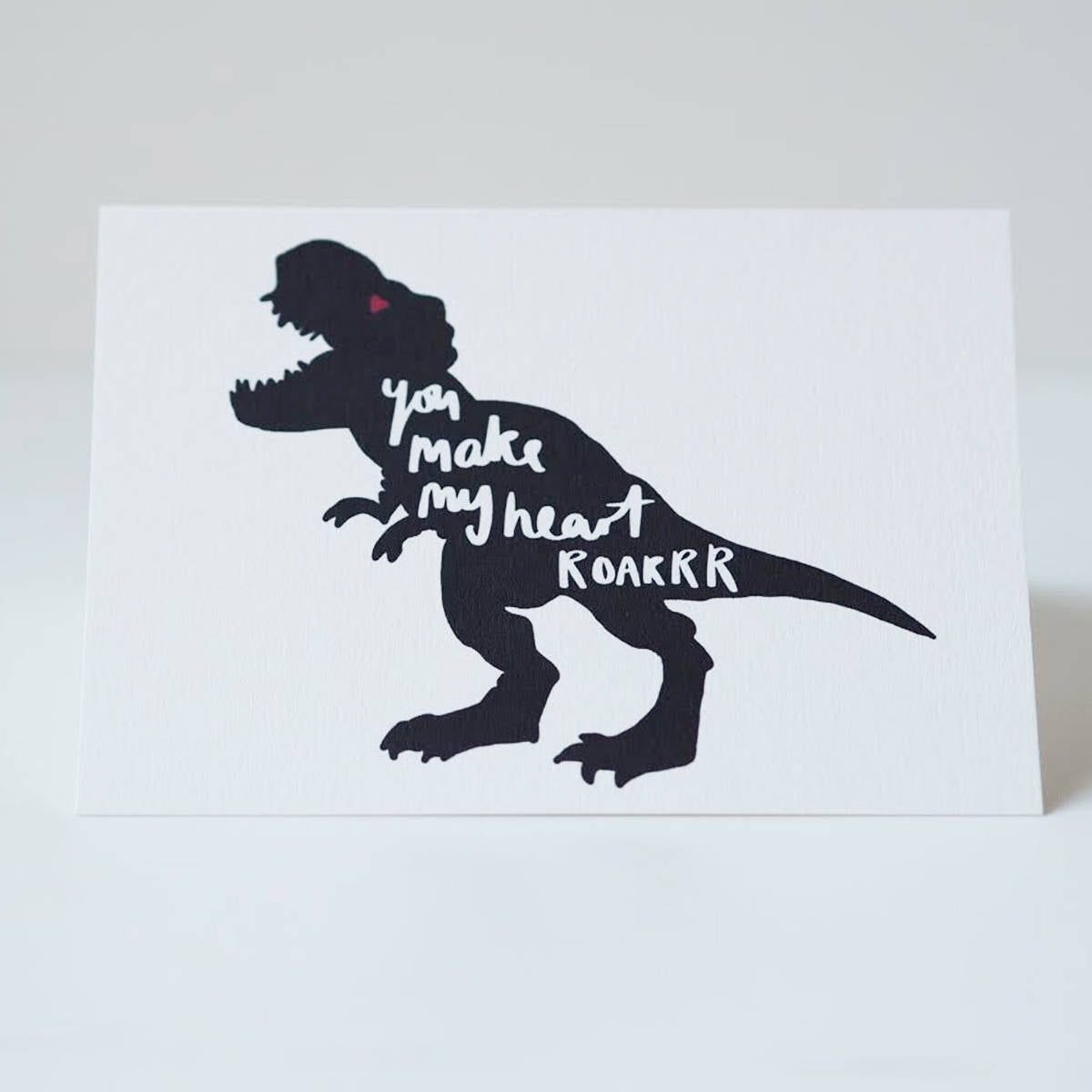 You Make My Heart Roar Dinosaur Valentines Day Card - Anniversary Card - Hand Lettered Card - Dinosaur Card - Valentines Day Card