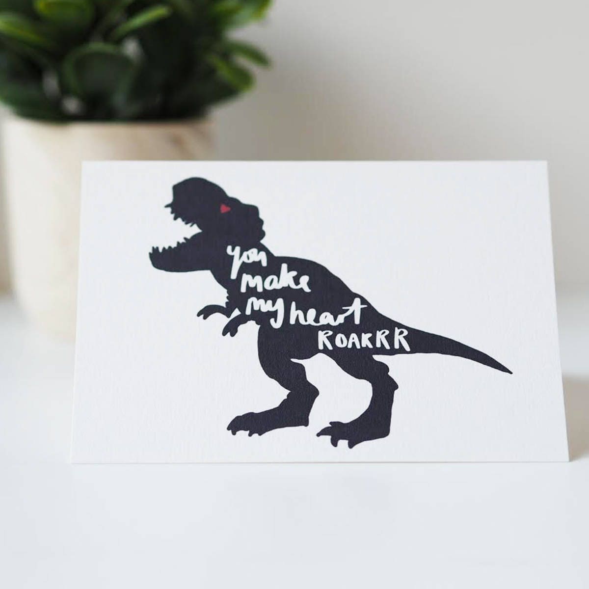 You Make My Heart Roar Dinosaur Valentines Day Card - Anniversary Card - Hand Lettered Card - Dinosaur Card - Valentines Day Card