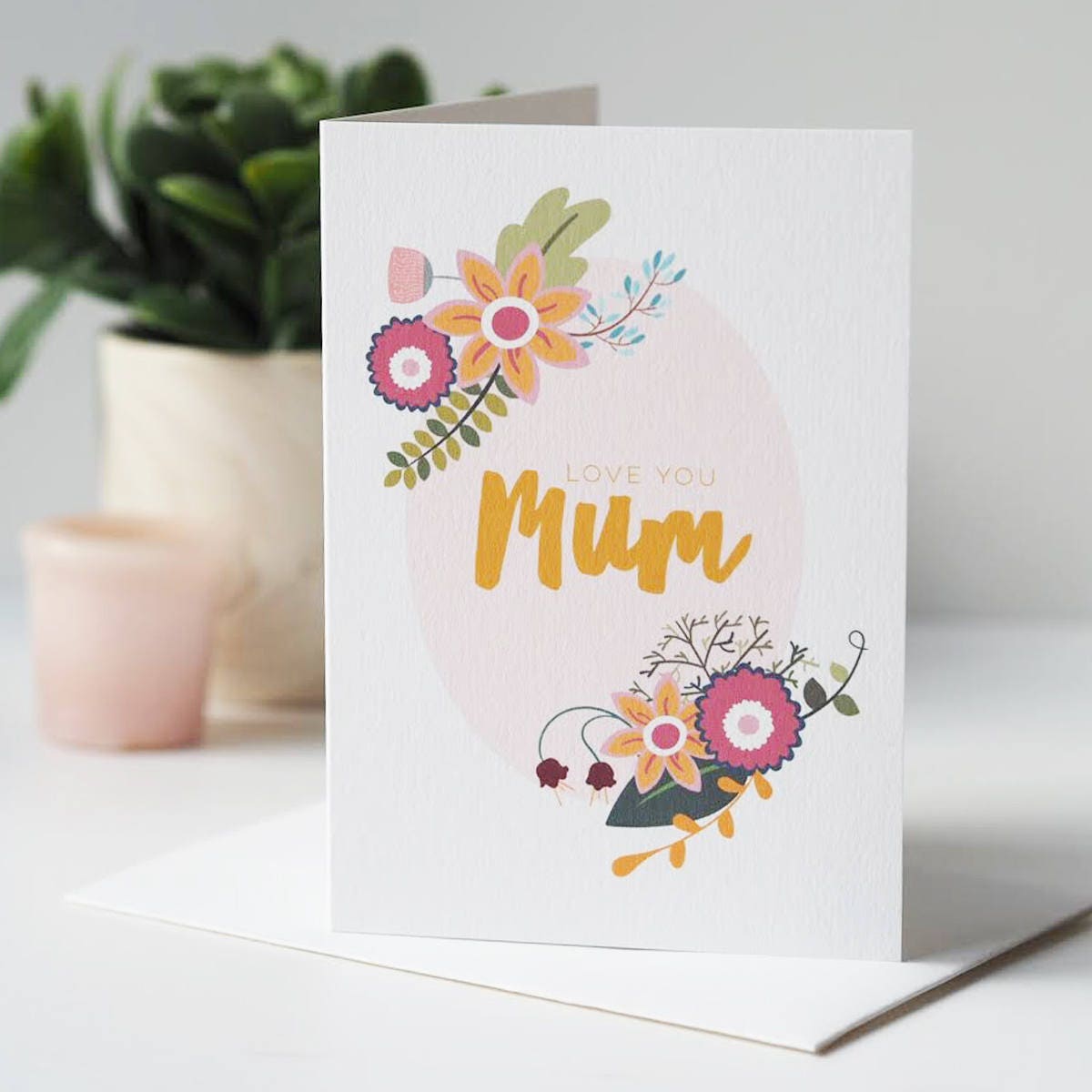 Love You Mum Floral Mother's Day Card - Floral Mother's Day Card - Love You Mum Card - Card For Mum - Mother's Day Card - Flowers