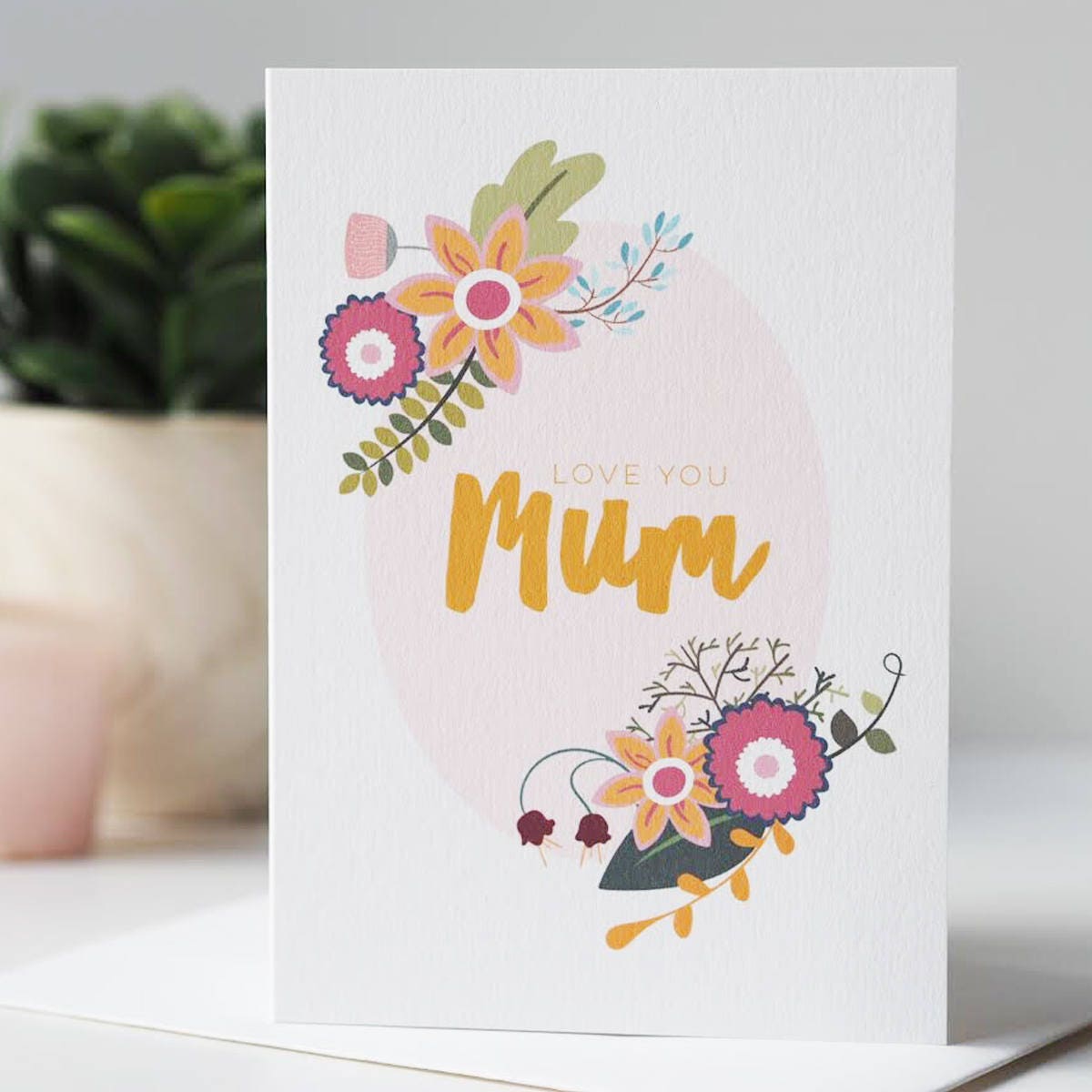 Love You Mum Floral Mother's Day Card - Floral Mother's Day Card - Love You Mum Card - Card For Mum - Mother's Day Card - Flowers