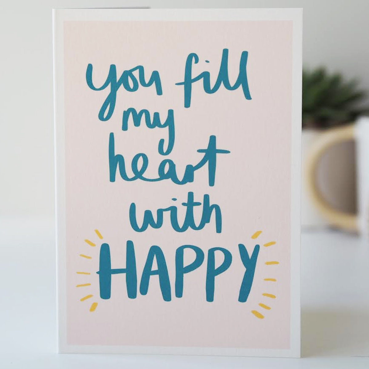 Fill My Heart With Happy Valentine's Day Card - Valentine's Day Card - Romantic Card - Hand Lettered Card - Hand Lettering -Anniversary Card