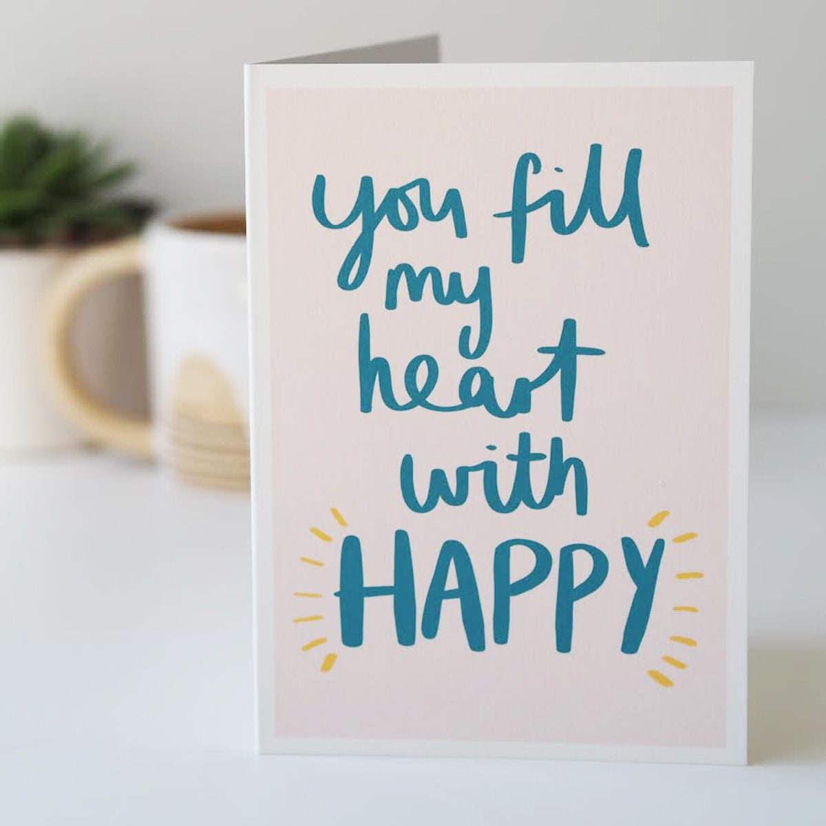 Fill My Heart With Happy Valentine's Day Card - Valentine's Day Card - Romantic Card - Hand Lettered Card - Hand Lettering -Anniversary Card