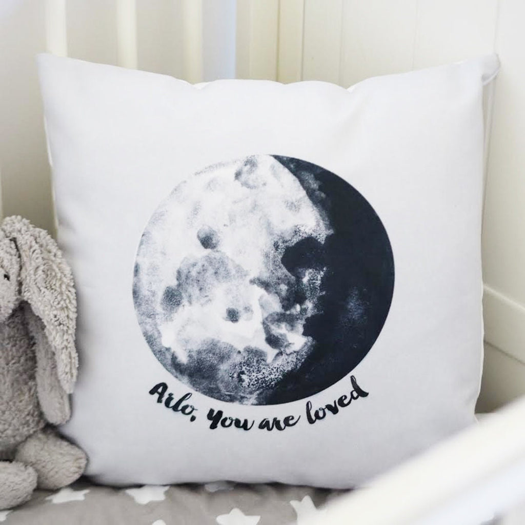 Personalised You Are Loved Cushion - Moon Cushion - Personalised Cushion - You Are Loved - Nursery Gift - New Baby Gift - Children's Cushion