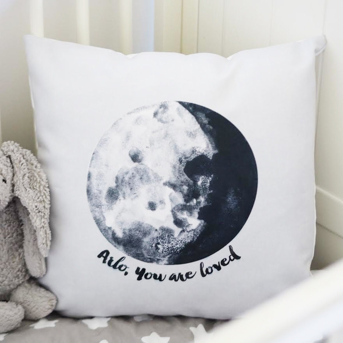 Personalised You Are Loved Cushion - Moon Cushion - Personalised Cushion - You Are Loved - Nursery Gift - New Baby Gift - Children's Cushion