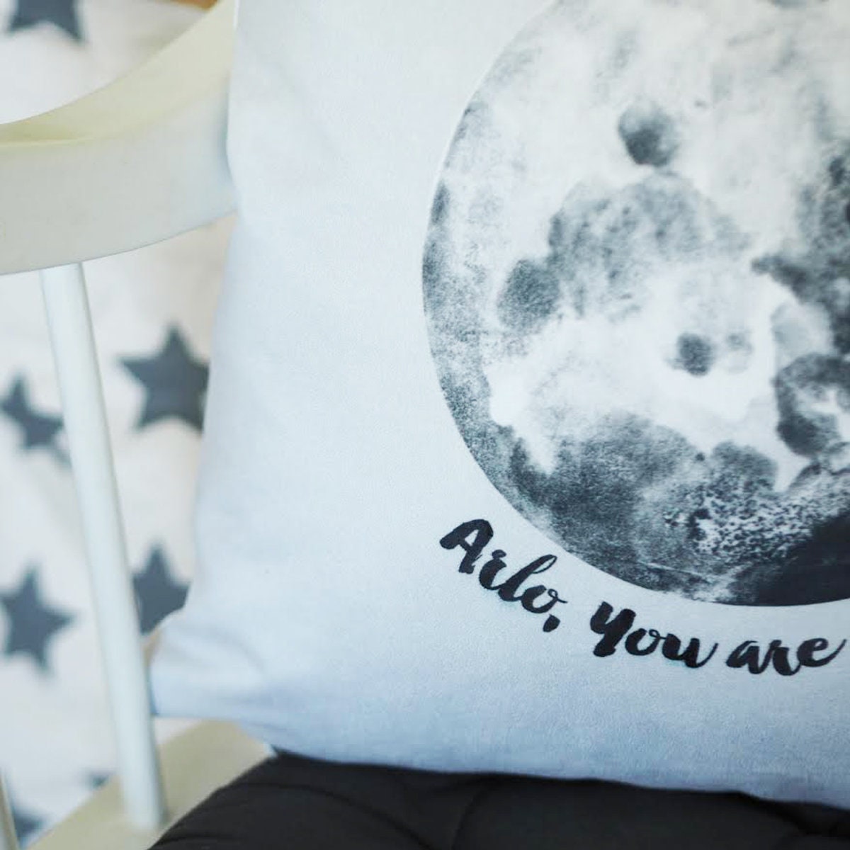 Personalised You Are Loved Cushion - Moon Cushion - Personalised Cushion - You Are Loved - Nursery Gift - New Baby Gift - Children's Cushion